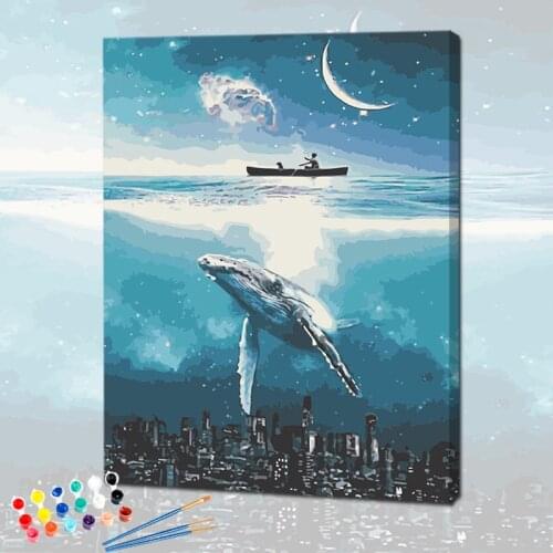 PhotoCustom Painting By Numbers For Adults Animals 60x75cm DIY Paint By Numbers On Canvas Whale Frameless Handpaint Home Decor