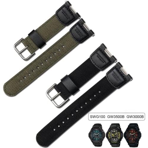 Nylon Strap Bracelet for Casio SGW100 SGW-100 Watch Band Accessories Replacement SGW-100-1V SGW-100-1VDF Sports Watchband Wrist
