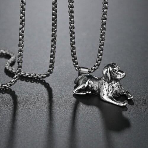 Retro Style 3D Vintage Silvery Color Dog Charm Pendant Necklace Lon Chain Jewelry For Men Women Pet Gift