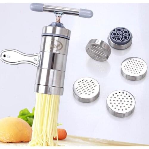 Manual Kitchen Pasta Noodle Maker Spaghetti Machine Noodle Press with 5 Molds