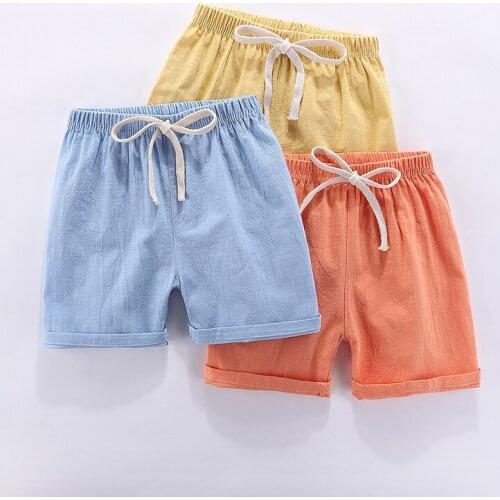 Loose Boys Shorts 2021 Summer Bottom for Kids Elastic Waist Beach Pants Casual Pants Children Cotton & Linen Thin Shorts