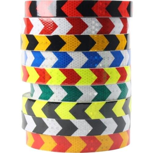 2.5cm/5cmx10yd two-color adhesive reflective sticker tape for Vehicle red and white Gloden Yellow/Black arrow reflective tape
