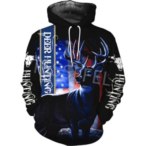 Tessffel Deer Hunting 3D Printing Fashion Street Hoodie/Sweatshirt/Zipper Hoodie Mens and Womens Jackets Fall/Winter Tops H7