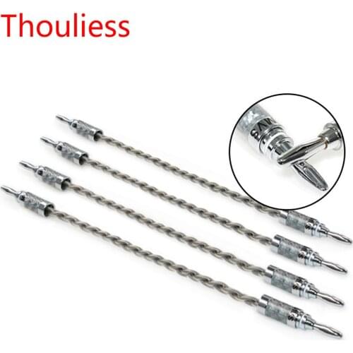 Thouliess 4Pcs/Lot 20cm Nordost ODIN Audio Jumper Cable Single Crystal Plated Banana Plug Connector Bridge Cable with MVS p-g