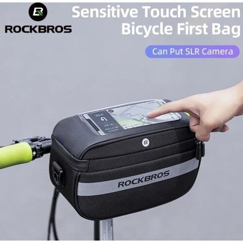 ROCKBROS Bike Frame Bag Bicycle Front Bag TPU Touch Screen Bicycle Handlebar Bag MTB Road Bike Folding Bike Scooter Beam Bag