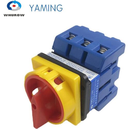 Yaming Load break isolator switch with padlock panel 100A 3 Phases 2 position on-off Changeover rotary switch YMD11-100A