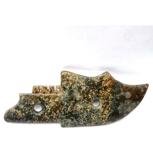 YIZHU CULTUER ART Collection Old Chinese Hongshan Culture Black Magnet Jade Carving Knife Pendant