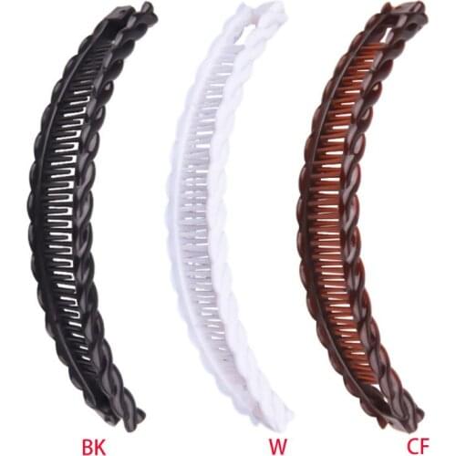 Womens Plastic Interlocking Teeth Clincher Combs Banana Clip Grib Braided Fish Shape Ponytail Holder Curved Hair Clamp Accessory