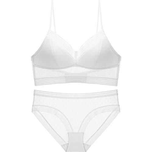 Women French sexy lace underwear thin triangle cup beauty back ladies comfortable breathable and supportive bra set WT058