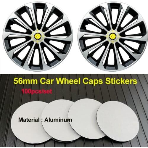 100pcs Car Wheel Caps Sticker Label 56mm 5.6CM Aluminum Decal for Citroen Chevrolet Honda Toyota Car Styling