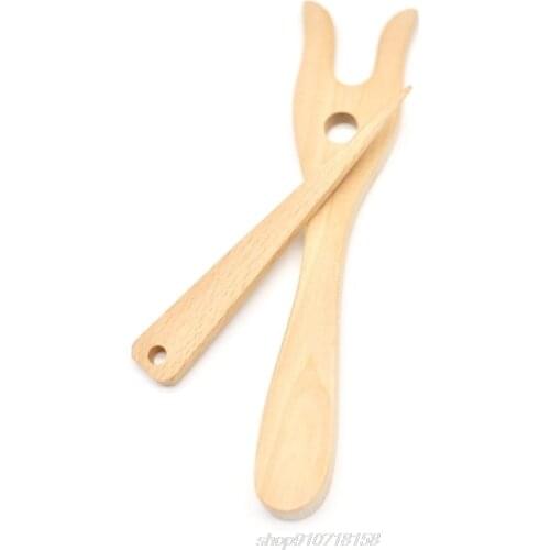 2Pcs/Set Handmade Knitting Tool Wooden Fork Shape Hand Loom Craft Kids DIY Bracelet Necklace Weaving Braider F06 21 Dropship
