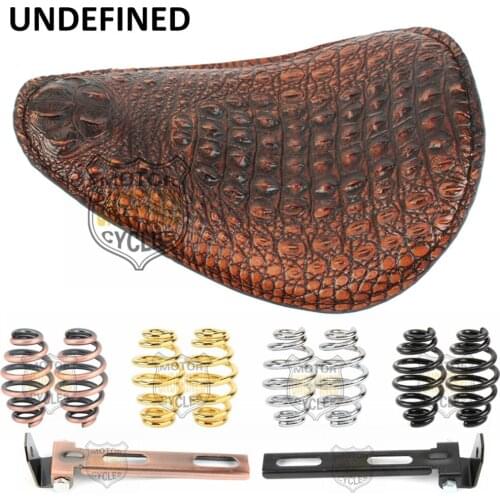 3" Motorcycle Solo Seat Alligator Emboss Leather Cafe Racer Solo Spring Mount Bracket for Harley Yamaha Bobber Chopper Custom