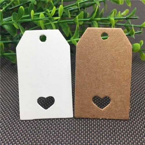 300Pcs 5x3cm Retro Style T-shaped Brown Kraft Paperboard Tag Label Add Heart Hole For DIY Packing Cake Box Price Hang Head Tags
