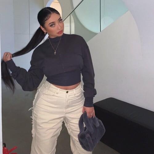 4 Colors Recommended Outer Stitching, Thin Waist, Wide Thread, Pile Waist, Round Neck Pullover Sweater