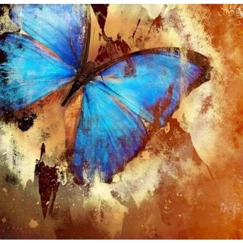 5D Full Drilled Diy Diamond Painting Handmade Blue Butterfly Cross Stitch Resin Square Diamond Sets Diamond Embroidery