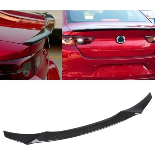 Car Rear Spoiler Trunk Boot Wing Lip Tail Trim For Mazda 3 Axela 2019-2020 Facelifted ABS Plastic Carbon Fiber Style