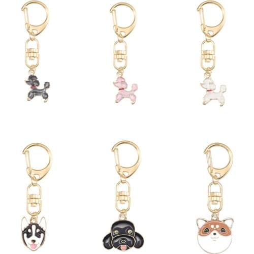 Lovely Cute Animal Dog Keychain Cartoon Enamel Cat Rabbit Whale Bag Pendant Key Chain Gold D Buckle Car Key Ring Friend Gift