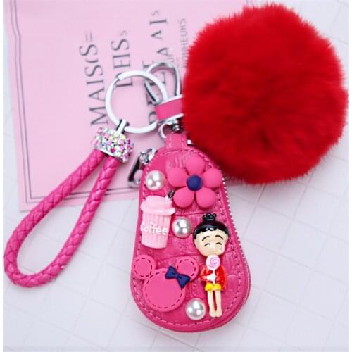 Hairball Keyring Cute Car Key Case Cover For Cadillac SRX XT4 XT5 Escalade ATS CTS XTS CAR Key holder For Girls Women Gift