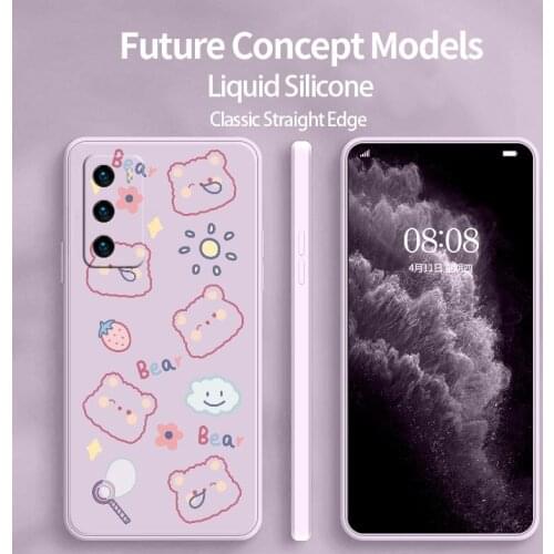 Jane Bear Phone Case For Huawei P40 P30 P20 Pro Lite Mate 40 30 20 Pro Lite P Smart 2021 Y7A Liquid Silicone Cover