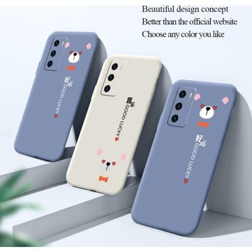 Lucky Bear Phone Case For Huawei P40 P40Lite P30 P20 Mate 40 40Pro 30 20 Pro Lite P Smart 2021 Y7a Liquid Silicone Cover