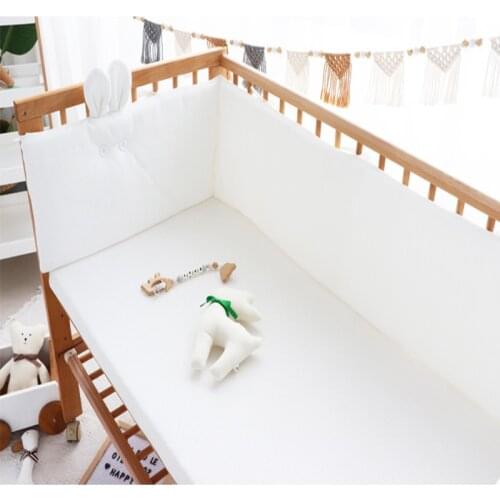 Baby Crib Bumpers Cotton Waffle Rabbit Ear Infant Newborn Protection Cushion Sleepping Pillows Bumpers Pad Crib Fence Bed Beddin