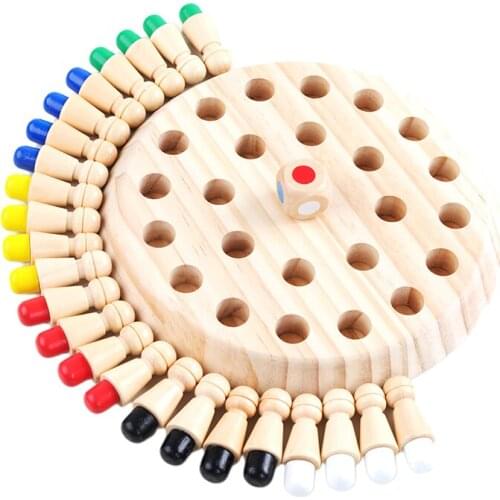 Kids Wooden Toy Puzzles Color Memory Chess Match Game Intellectual Children Party Board Games Baby Educational Learning Toys