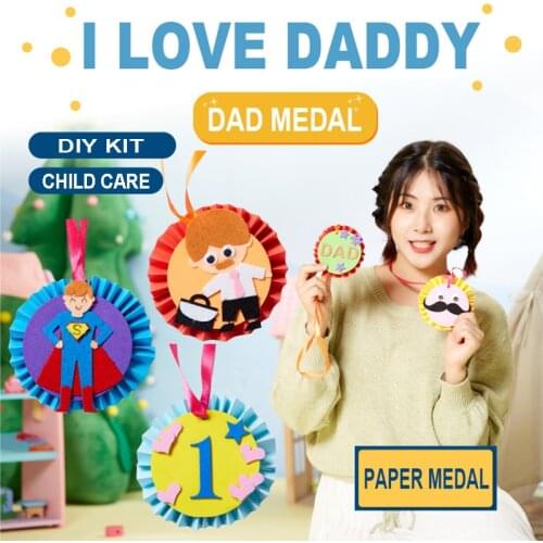 Kindergarten lots arts crafts diy toys Dad medal crafts kids educational for childrens toys gift girl/boy christmas gift 16901