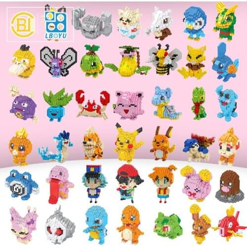 41 styles Small Building Pokemon Blocks Action Figure Small Cartoon Picachu Animal Model Education Game Graphics Pokemon Toys