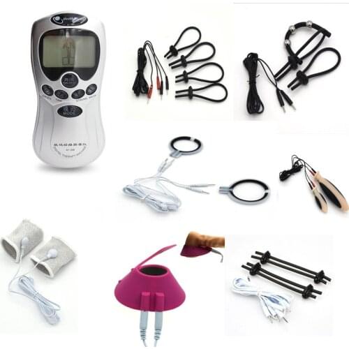 Men Electro Shock Accessory Kit Cock Ring Penis Ring Anal Plug Massage Sex Toys , Medical Themed Toys BDSM Erotic Toys For Men