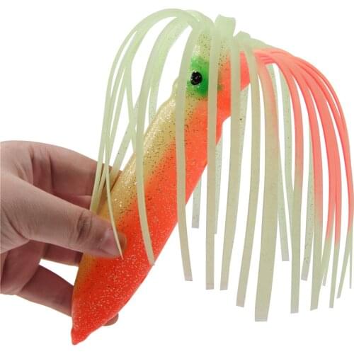 4pcs 30cm jig octopus fishing lure luminous Squid Skirts Soft Plastic octopus Lures Trolling Saltwater Bait for tuna fishing