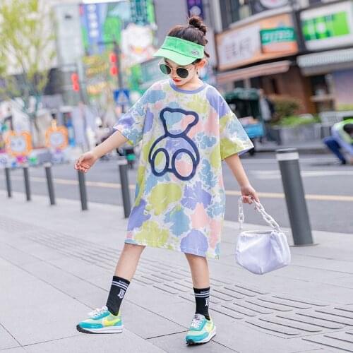 Fashion Teen Girls Tshirt Cartoon Print Loose T-shirt 6 7 8 10 12 13 Years Kids Graffiti Clothes Children Short-sleeve Tops