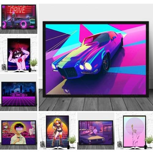 Canvas Hd Printed Purple Sexy Boy Girl Purple Car Home Decoration Painting Poster Wall Art Picture For Bedroom Modular No Framed
