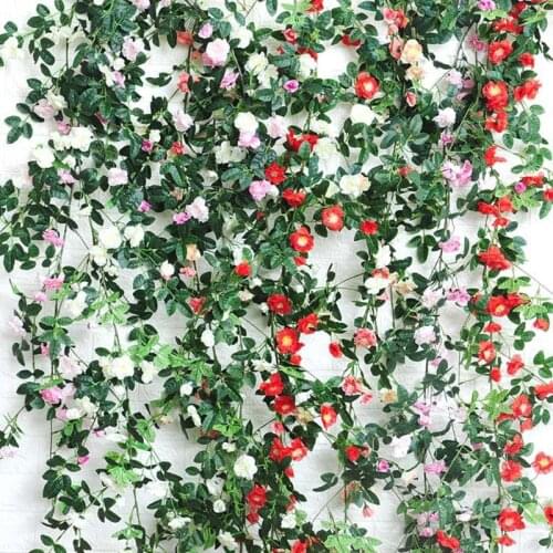 Artificial Plant Flowers Rose Silk Vine Home Decoration Accessories Party Garden Wedding Mariage Hanging Flower Door Home Decor