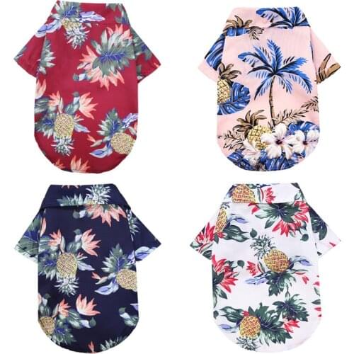 Summer Pet Dog Clothes Hawaiian Beach Camp Shirt Vest Pet Clothing Floral T-Shirt Soft Coconut Tree Printed Vest XS-5XL