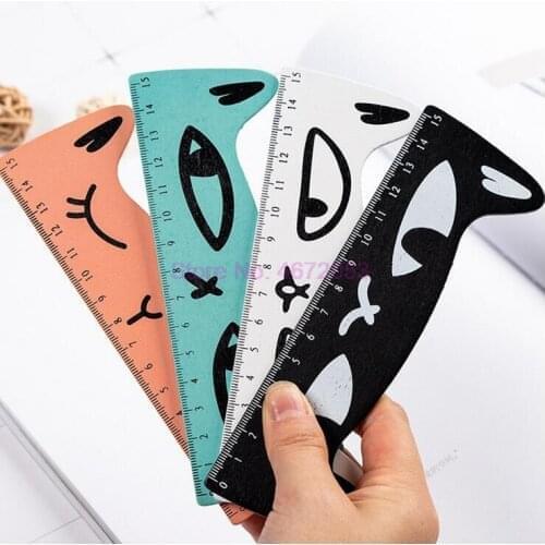 1000pcs/lot 15cm Fresh Candy Color Cute Cat Wooden Ruler Measuring Straight Ruler Tool Promotional Gift Stationery
