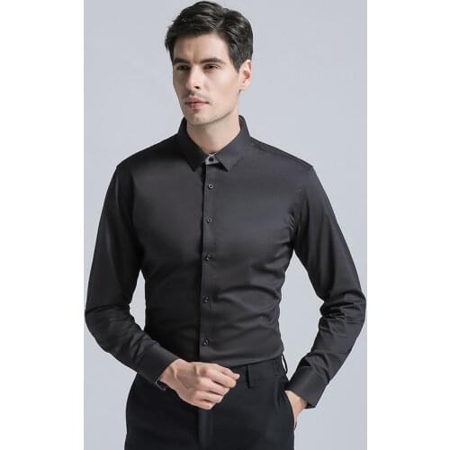 High Quality 2021 Brand New Arrivals Mens Regular Fit Long Sleeves Shirt Men Cotton Blend Mens Business Shirts Solid Color