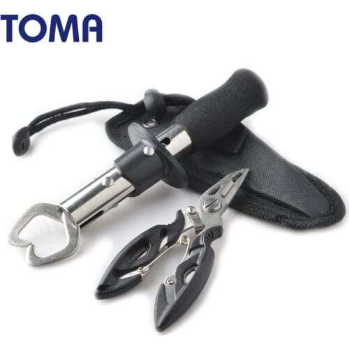 TOMA Fishing Tools Set Stainless Steel Fishing Grips 180mm Control with Scale + Multi-function Fishing Pliers Fishing Tool