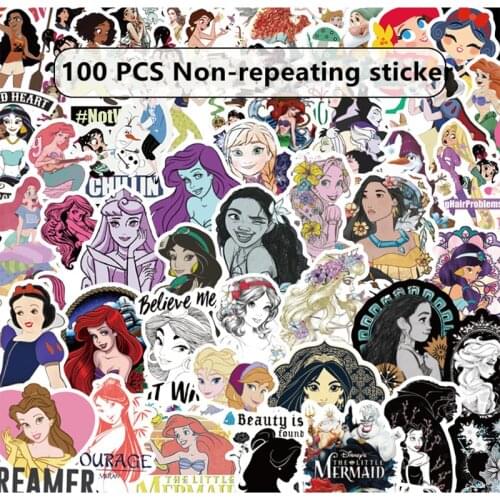 100pcs Disney princess stickers do not repeat personality car motorcycle pull bar box cartoon graffiti stickers waterproof