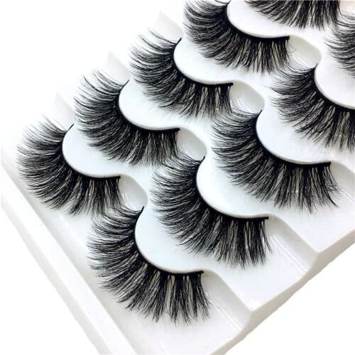 2019 NEW 5 Pairs 3D Mink Hair False Eyelashes Natural/Thick Long Eye Lashes Wispy Makeup Beauty Extension Tools Wimpers JKX