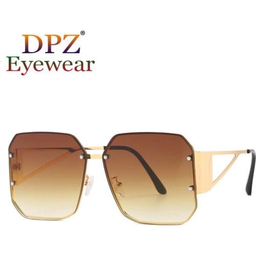 New luxury womens fashion rimless aviation sunglasses mens trend personality big frame metal sunglasses UV400 Oculos De Sol