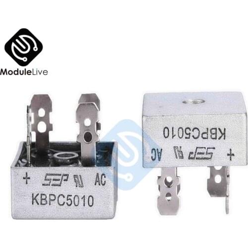 1Pcs 50A 1000V Metal Case Single Phases Diode Bridge Rectifier KBPC5010 AL