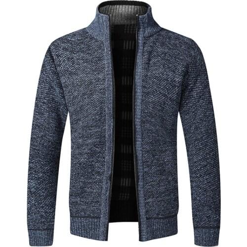 Autumn Winter 2021 Mens Sweater Jackets Coat Men Zipper Knitted standing collar cardigan Coat Warm Casual Knitwear Cardigan