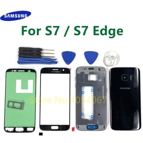 Complete Case Parts For Samsung Galaxy S7 Edge G935F S7 G930F Full Housing Front Screen Glass Lens + Middle Frame + Back Cover