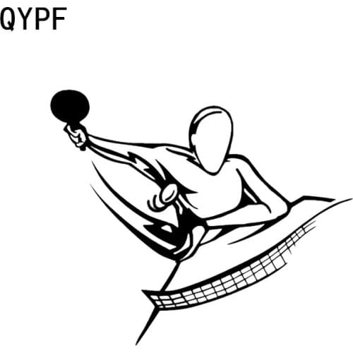 QYPF 13.9*11.8CM Sport Leisure Game Ping Pong Car Sticker Silhouette Vinyl Black/Silver C16-1334
