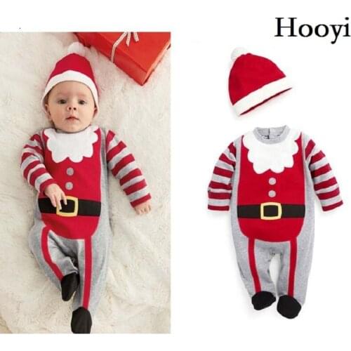 Santa Christmas Baby boys Long Rompers Hat Sets X'mas Gift Newborn Clothes Caps Hoodies Cute Bebe Clothing Suit Costumes