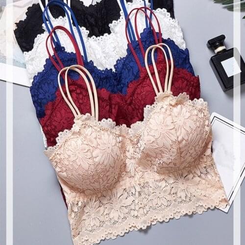 Sexy Lace Bralette Tube Tops Bandeau Summer Women Lace Bra Tanks Crop Tops Bandeau Girl Underwear Solid Color Camisole Hot Sale