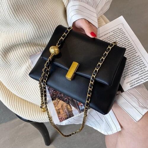 Soft Leather Solid Flap Crossbody Bags for Women Chain Small Square Bag Ladies New Casual Simple Texture Shoulder Travel Bags