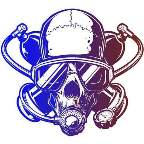 SZWL Personality Car Stickers Scuba Diver Skull Vinyl Graphics JDM Fine Decal Waterproof Sunscreen Accessories Logo,13cm*11cm