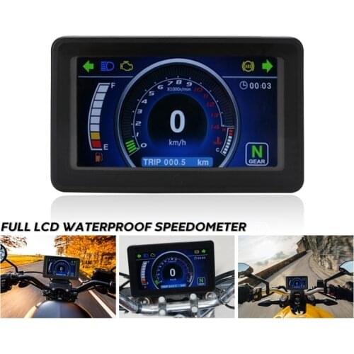 Universal Motorcycle LCD Display Cluster Replaceable Speedometer Multi-Function Instrument for 1,2,4 Cylinder Motorbike