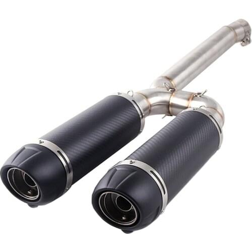 Motorcycle Exhaust System Slip On for Yamaha FZ6 FZ6N FZ6S Carbon Fiber Motorbike Muffler Pipes with Middle Link Tube